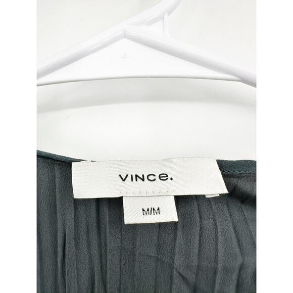 Vince Pleated Tie Sleeveless Slate Blue Gray Midi Dress Size Medium - Picture 4 of 9